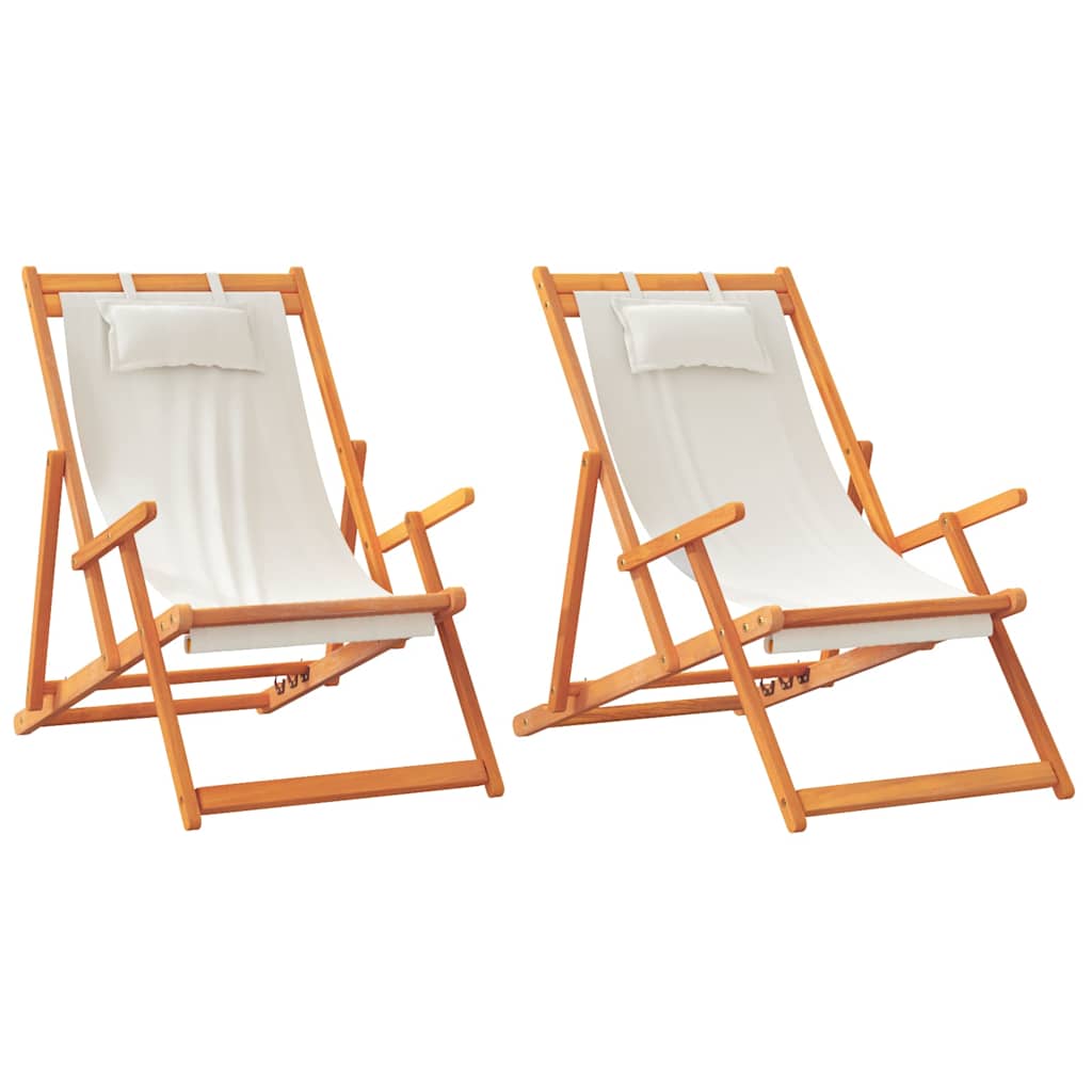Klappstühle, 2 Stück, cremefarbener Stoff