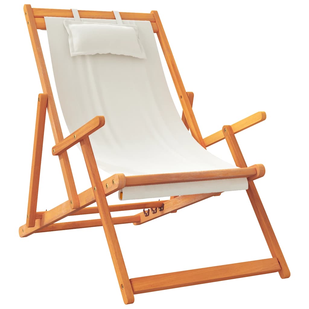 Klappstühle, 2 Stück, cremefarbener Stoff