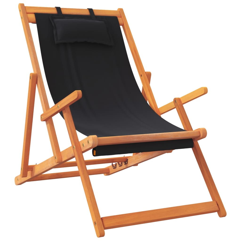 Klappstühle, 2 Stück, schwarzer Stoff