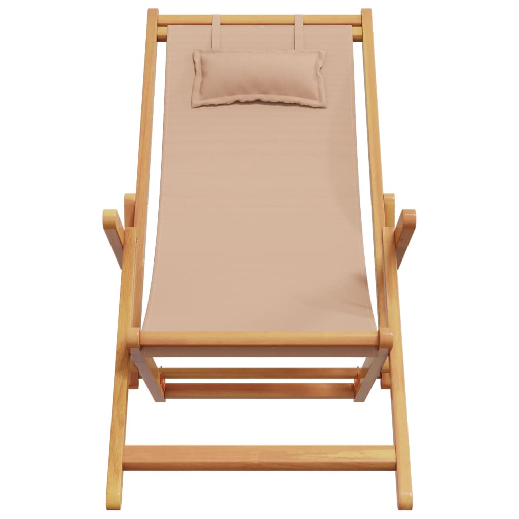 Klappstühle, 2 Stück, taupefarbener Stoff und Massivholz