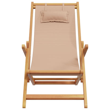 Klappstühle, 2 Stück, taupefarbener Stoff und Massivholz