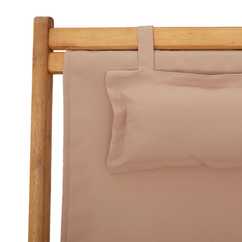 Klappstühle, 2 Stück, taupefarbener Stoff und Massivholz