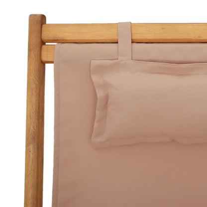Klappstühle, 2 Stück, taupefarbener Stoff und Massivholz