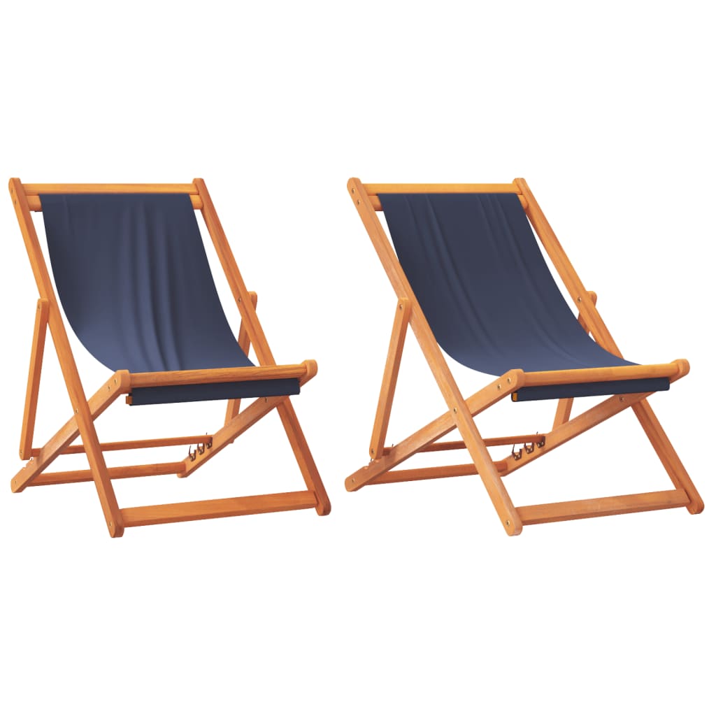 Klappstühle, 2 Stück, blauer Stoff