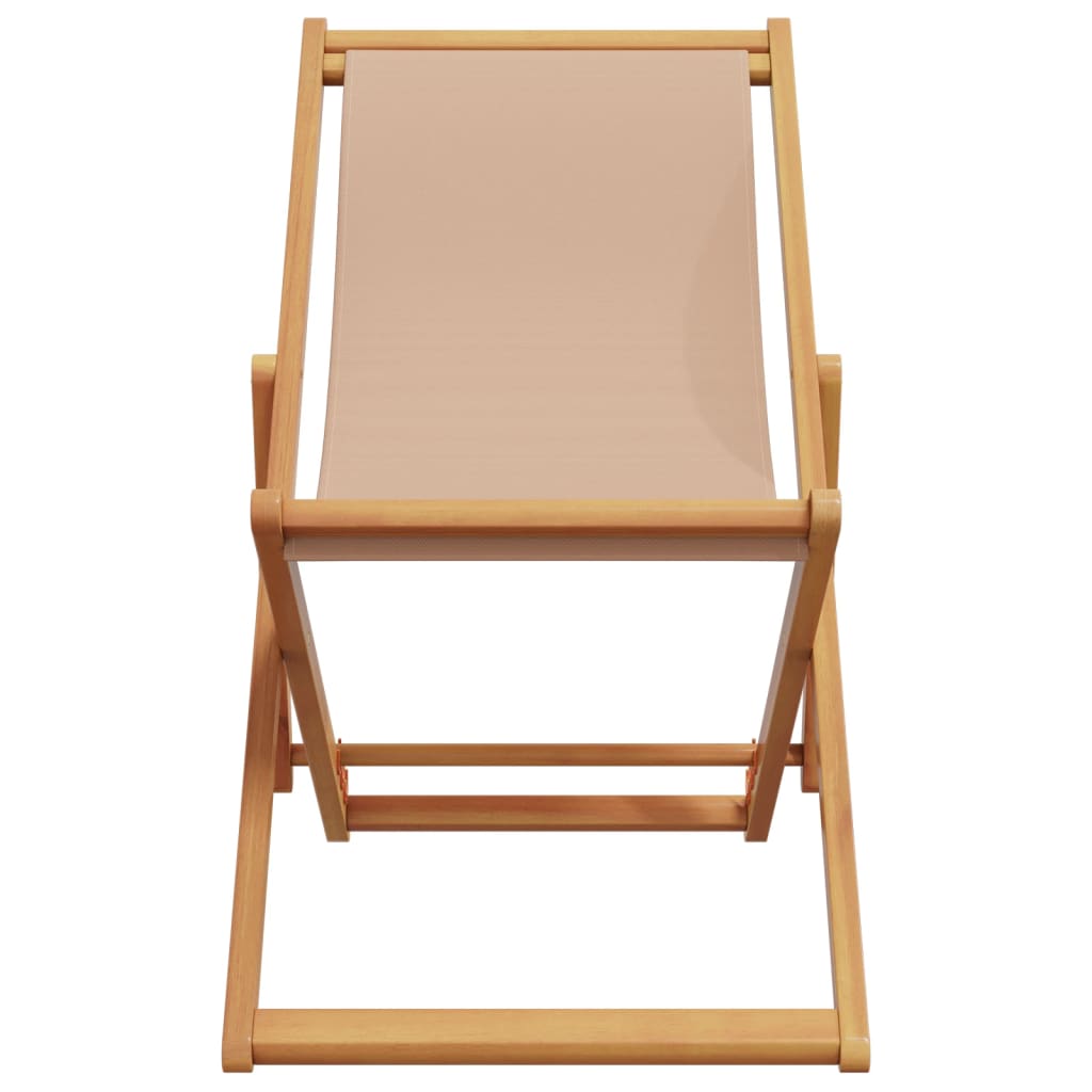 Klappstühle, 2 Stück, taupefarbener Stoff und Massivholz