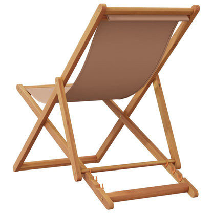 Klappstühle, 2 Stück, taupefarbener Stoff und Massivholz