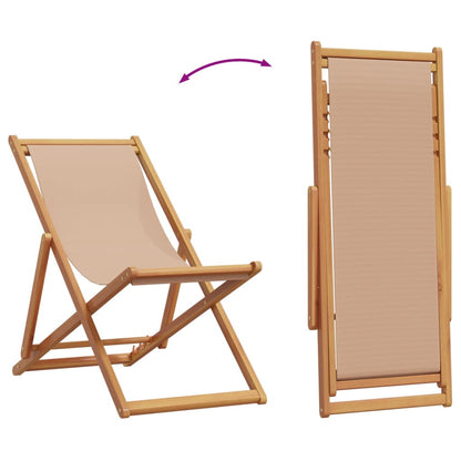 Klappstühle, 2 Stück, taupefarbener Stoff und Massivholz