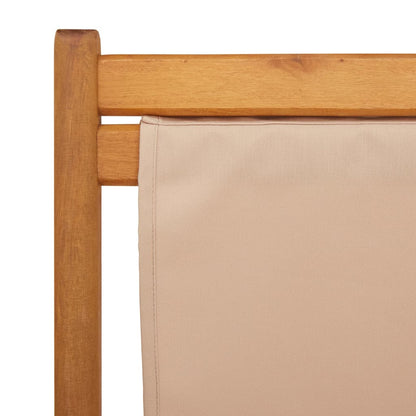 Klappstühle, 2 Stück, taupefarbener Stoff und Massivholz
