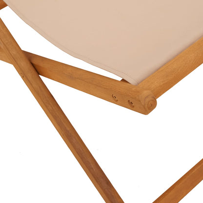 Klappstühle, 2 Stück, taupefarbener Stoff und Massivholz