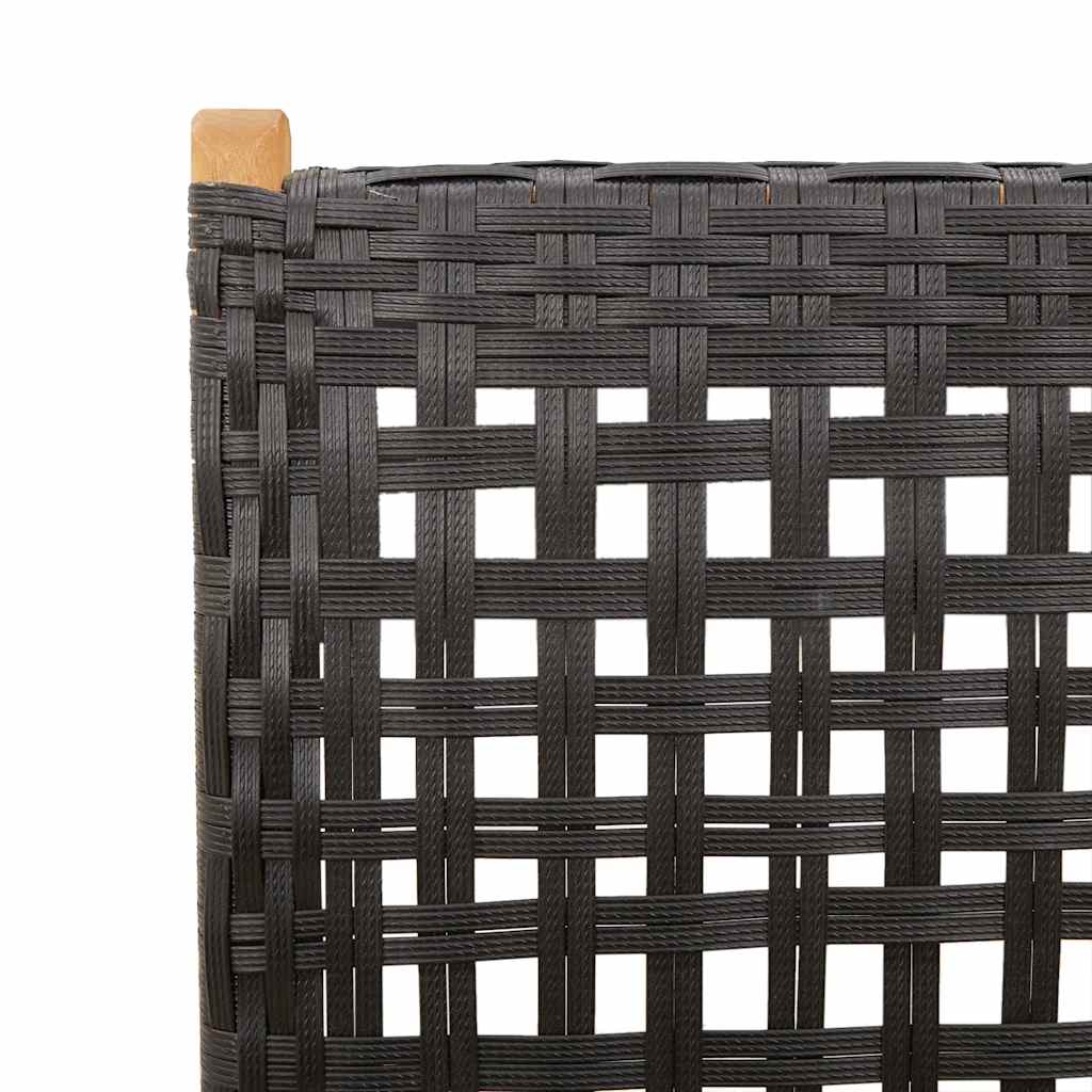 4-teiliges Set aus verstellbaren Klappstühlen, schwarz, aus Polyrattan und Massivholz
