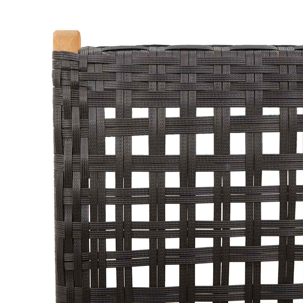 6-teiliges Set aus verstellbaren Klappstühlen, schwarz, aus Polyrattan und Massivholz