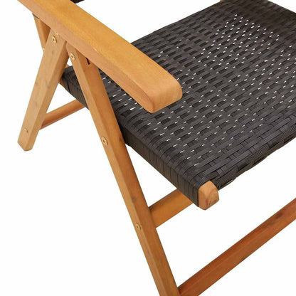 Klappstuhl Verstellbar 8 Stk. Schwarz Poly Rattan Massivholz