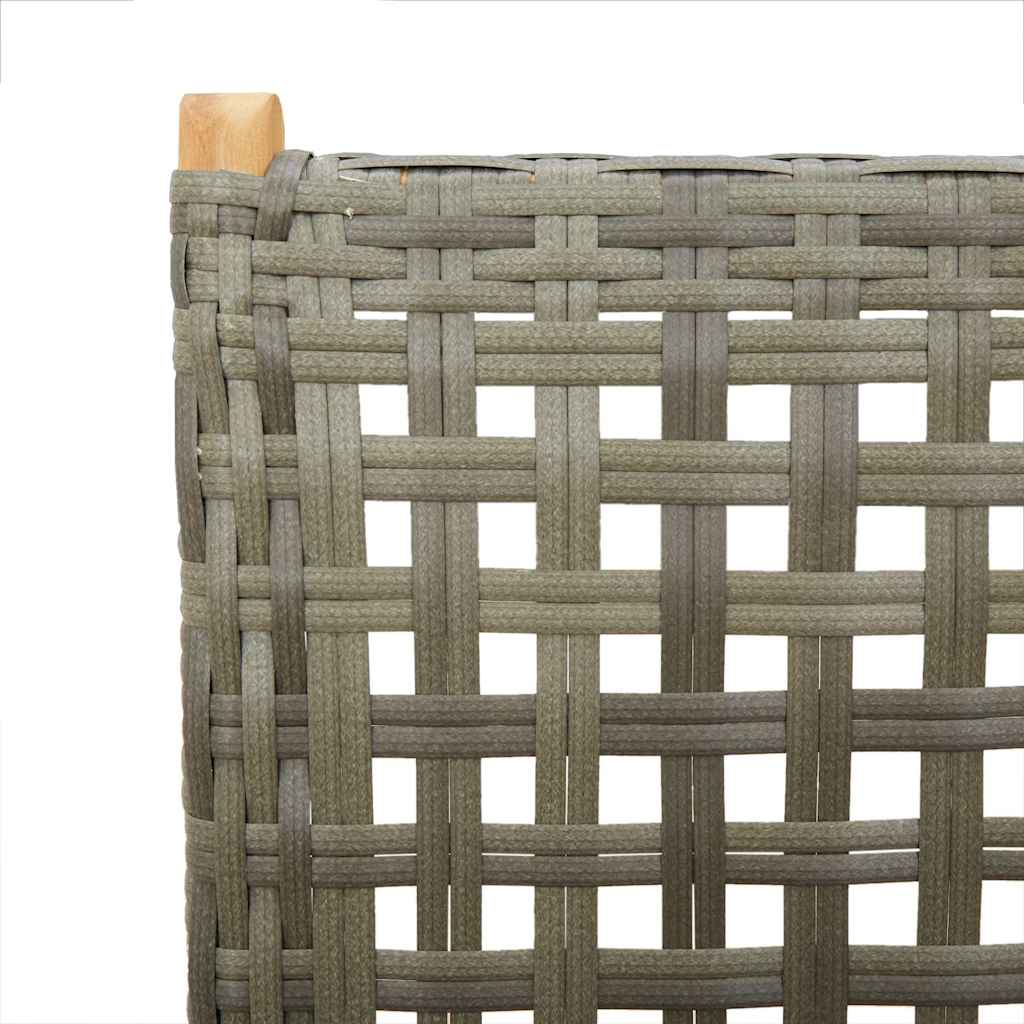 4-teiliges Set aus verstellbaren Klappstühlen, graues Polyrattan und Massivholz
