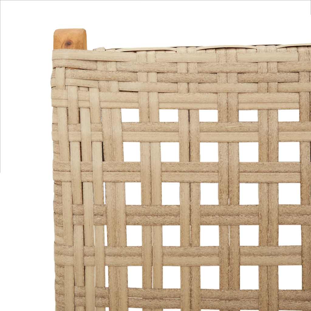 4-teiliges Set aus verstellbaren Klappstühlen, beigefarbenes Polyrattan und Massivholz