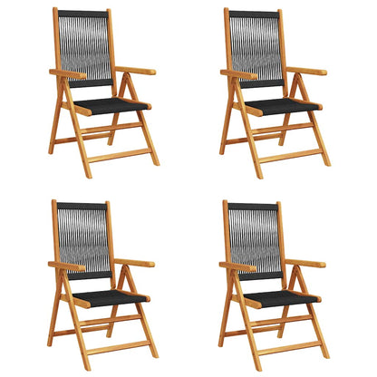 Klappstuhl Verstellbar 4 Stk. Schwarz Massivholz Akazie