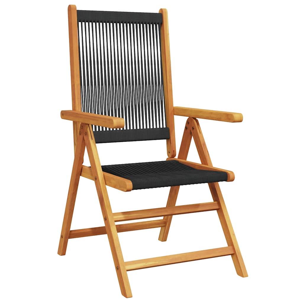 4-teiliges Set verstellbarer Klappstühle aus schwarzem Massivholz (Akazie)