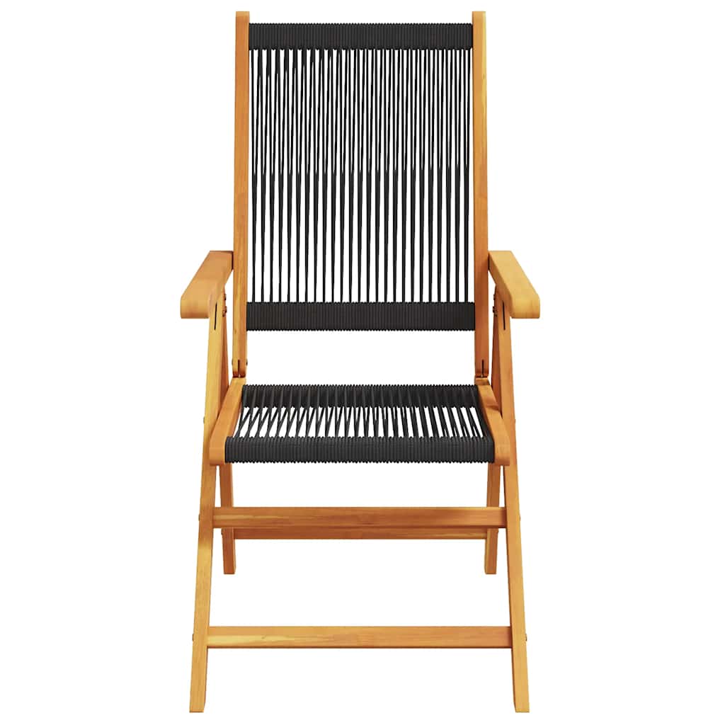 4-teiliges Set verstellbarer Klappstühle aus schwarzem Massivholz (Akazie)