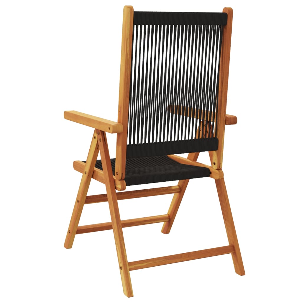 4-teiliges Set verstellbarer Klappstühle aus schwarzem Massivholz (Akazie)