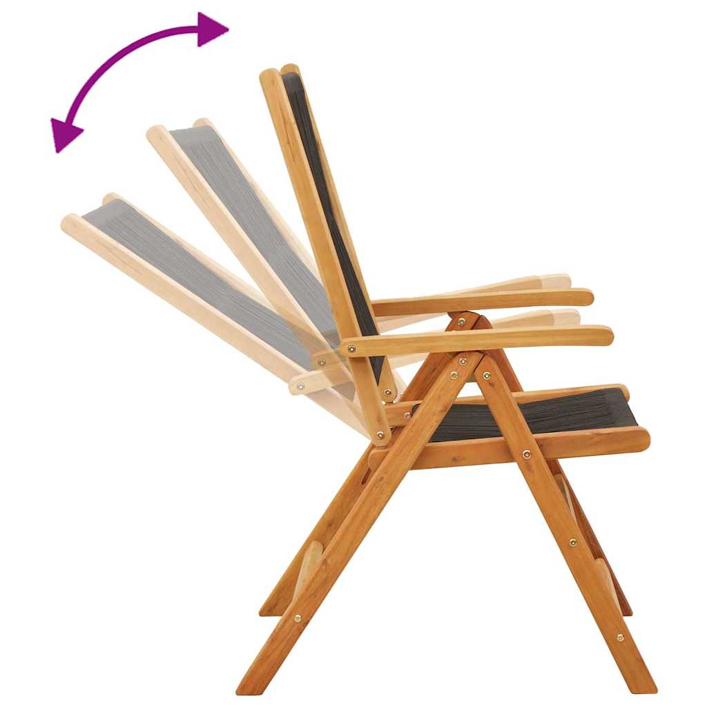 4-teiliges Set verstellbarer Klappstühle aus schwarzem Massivholz (Akazie)