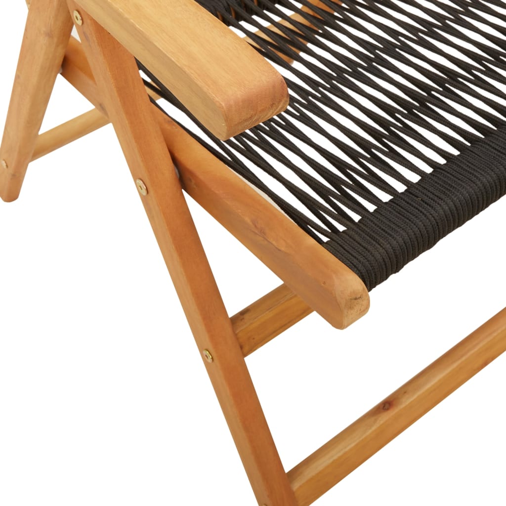 4-teiliges Set verstellbarer Klappstühle aus schwarzem Massivholz (Akazie)