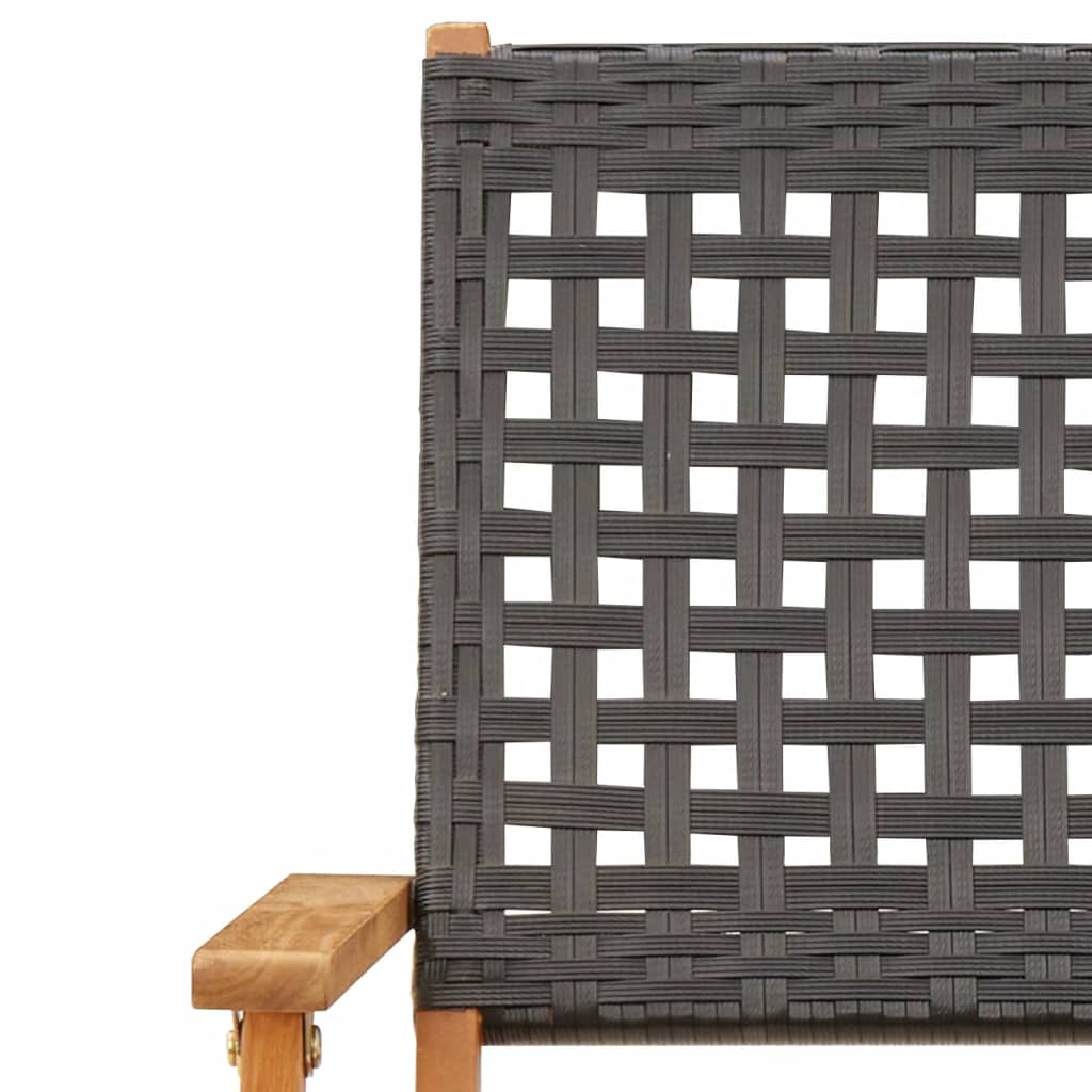 Klappstühle, 4 Stück, schwarz, aus Polyrattan und Massivholz