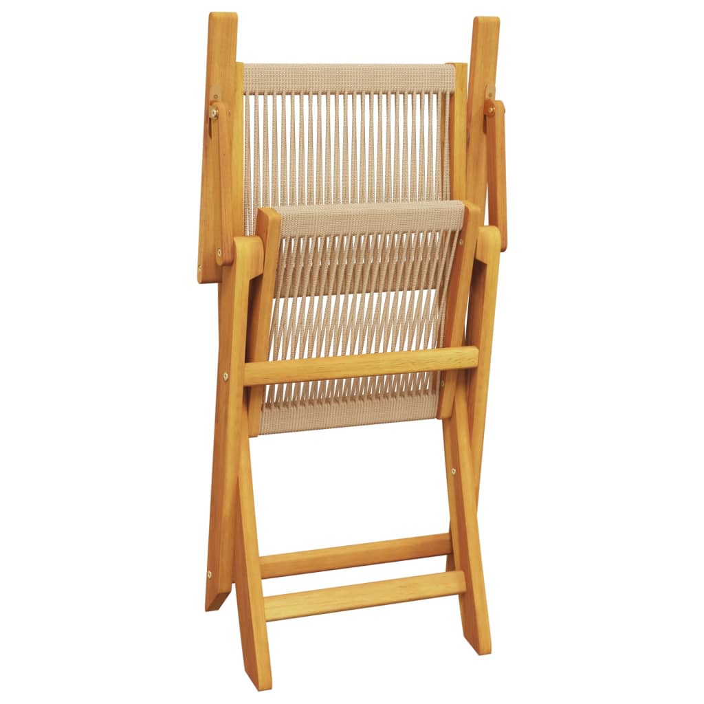 Klappstühle, 4 Stück, beige, massives Akazienholz