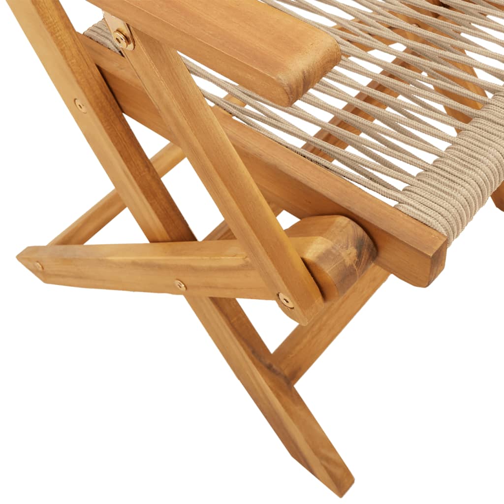 Klappstühle, 4 Stück, beige, massives Akazienholz