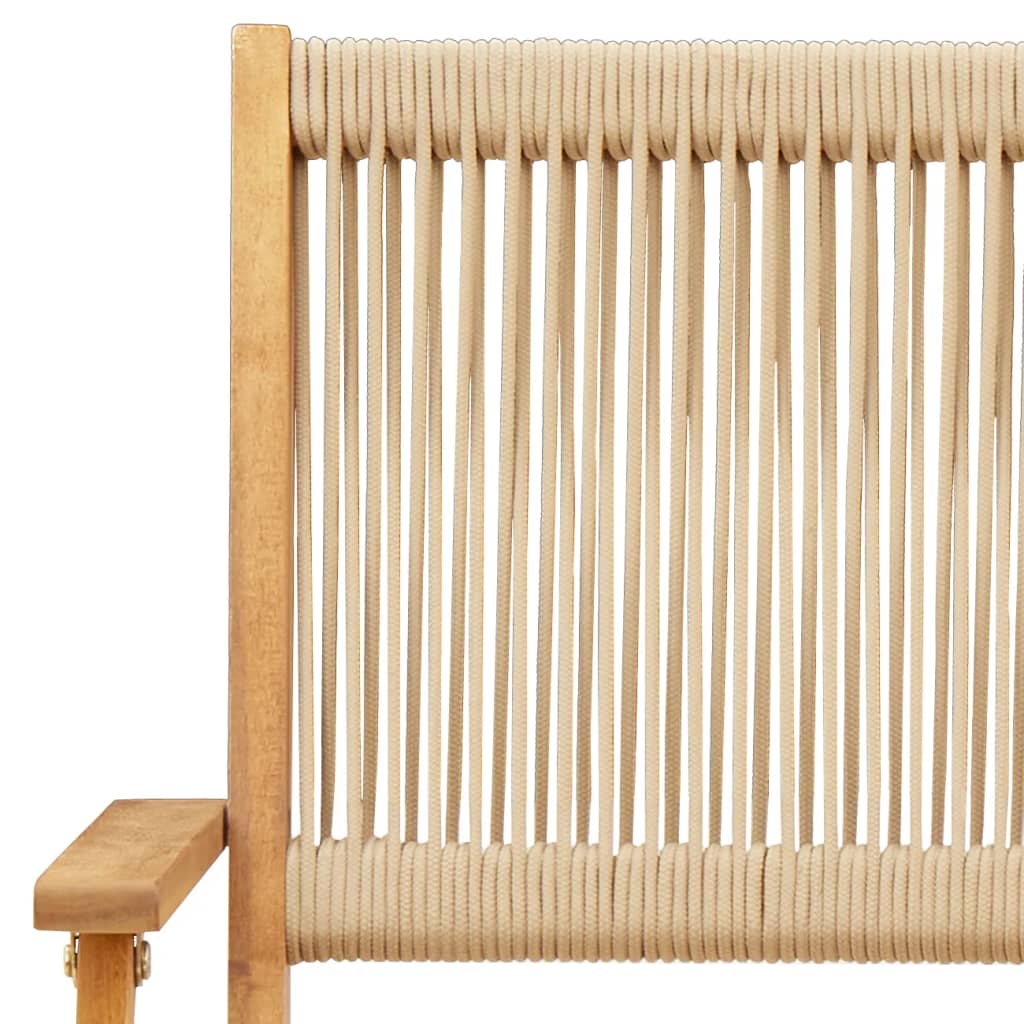 Klappstühle, 4 Stück, beige, massives Akazienholz