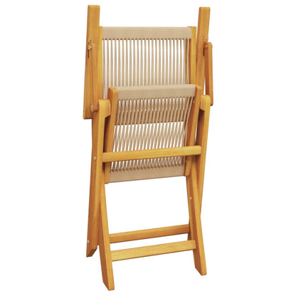 Klappstühle, 6 Stück, beige, massives Akazienholz