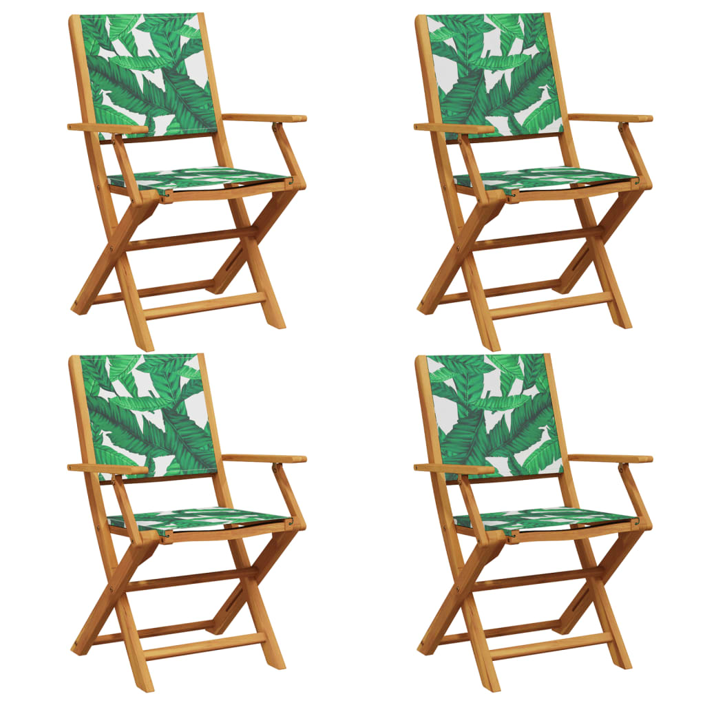 Klappstühle, 4 Stück, grüner Stoff und Massivholz