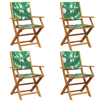 Klappstühle, 4 Stück, grüner Stoff und Massivholz