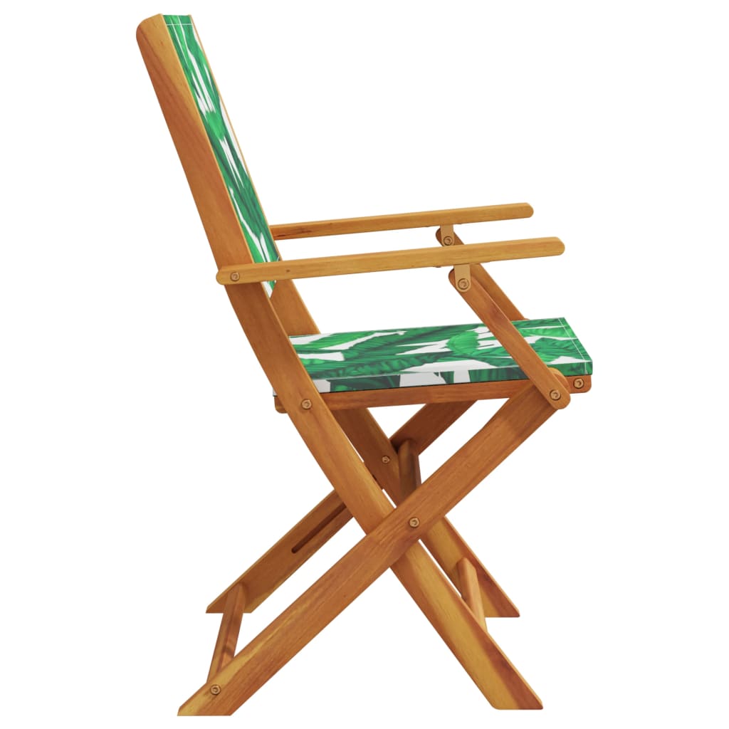 Klappstühle, 4 Stück, grüner Stoff und Massivholz