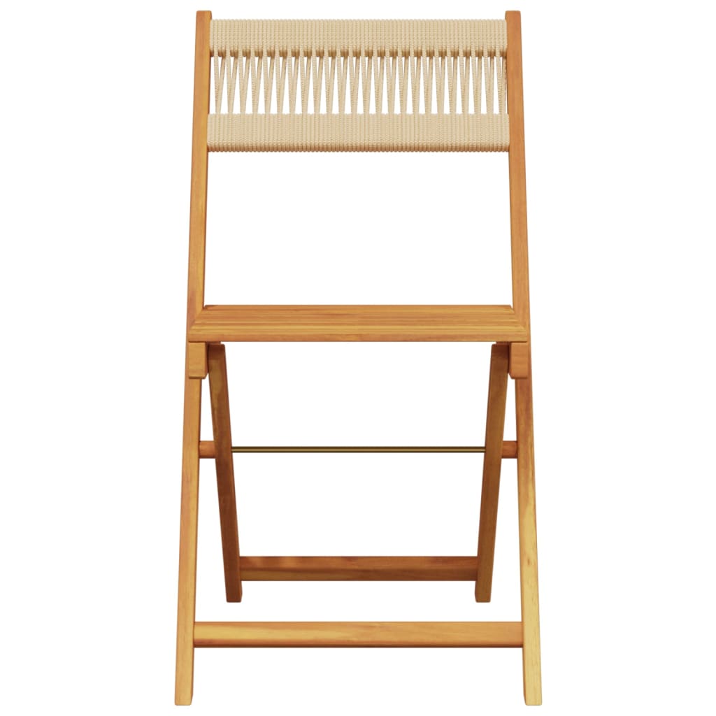 Klappstühle, 4 Stück, beige, massives Akazienholz