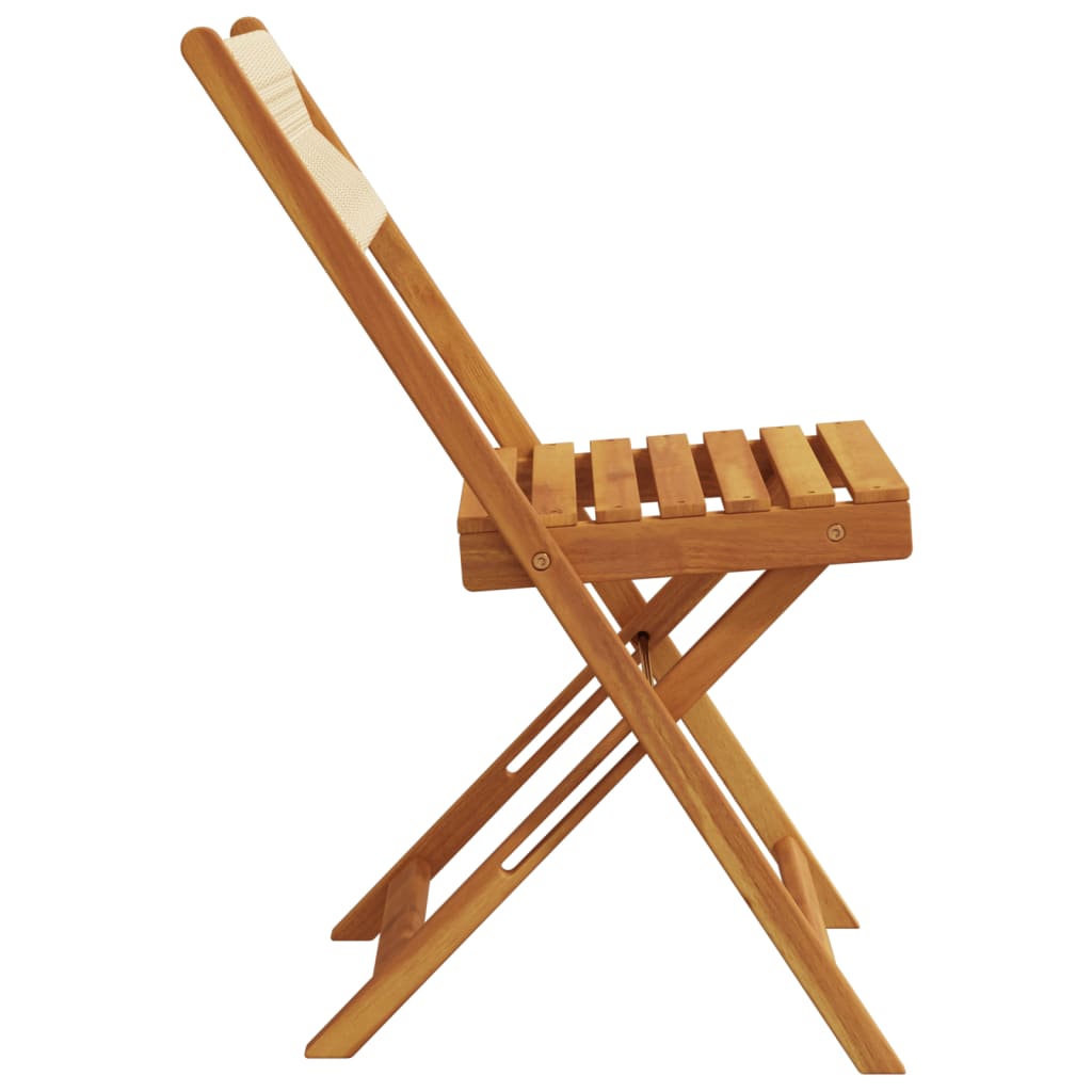 Klappstühle, 4 Stück, beige, massives Akazienholz