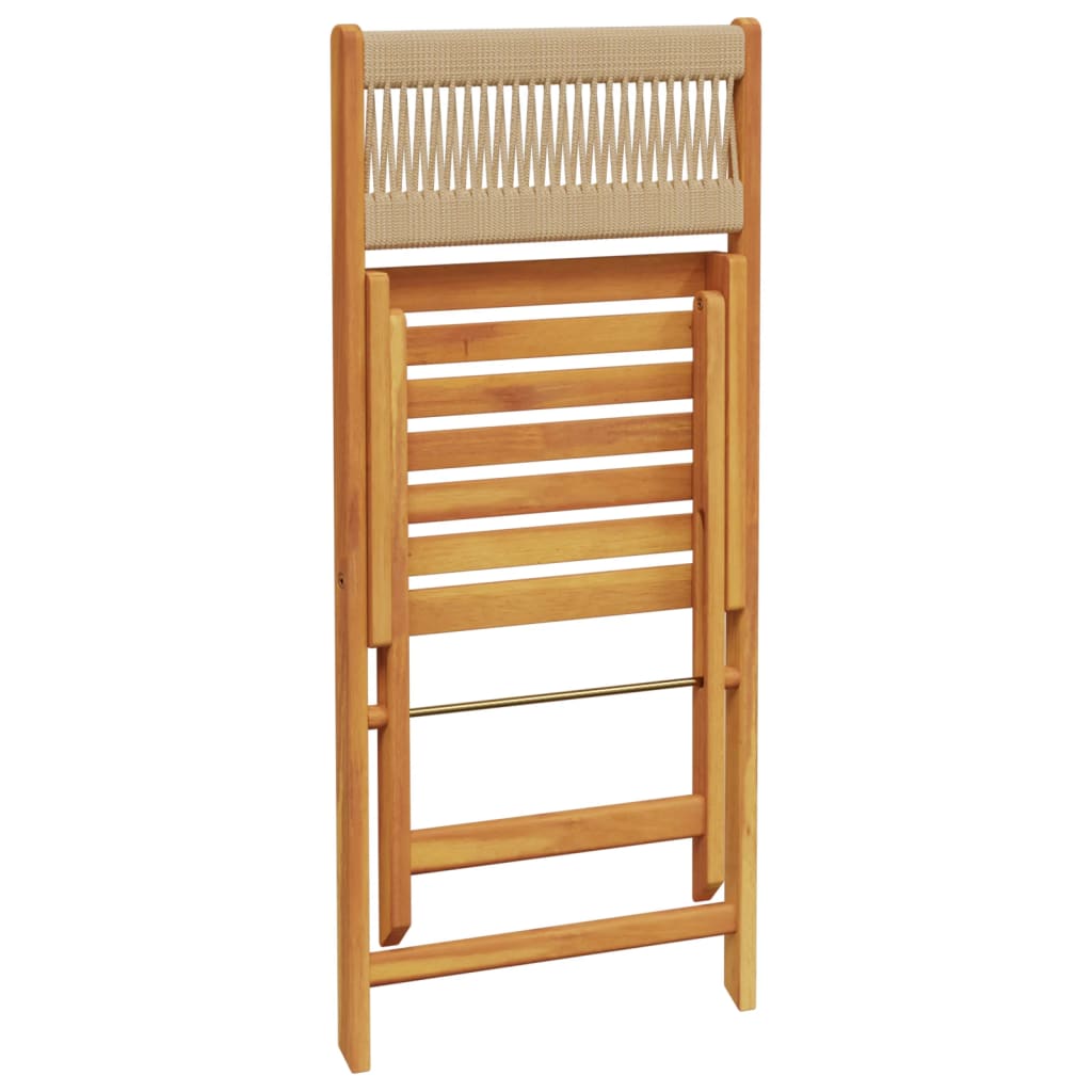 Klappstühle, 4 Stück, beige, massives Akazienholz