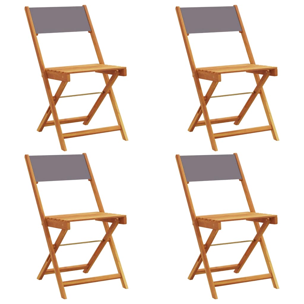 Klappstühle, 4 Stück, anthrazitfarbener Stoff und Massivholz