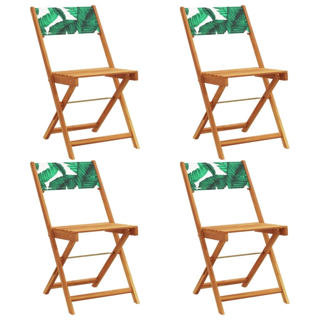 Klappstühle, 4 Stück, grüner Stoff und Massivholz