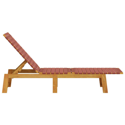 Sonnenliegen 2 Stk. Rot Massivholz Akazie und Stoff