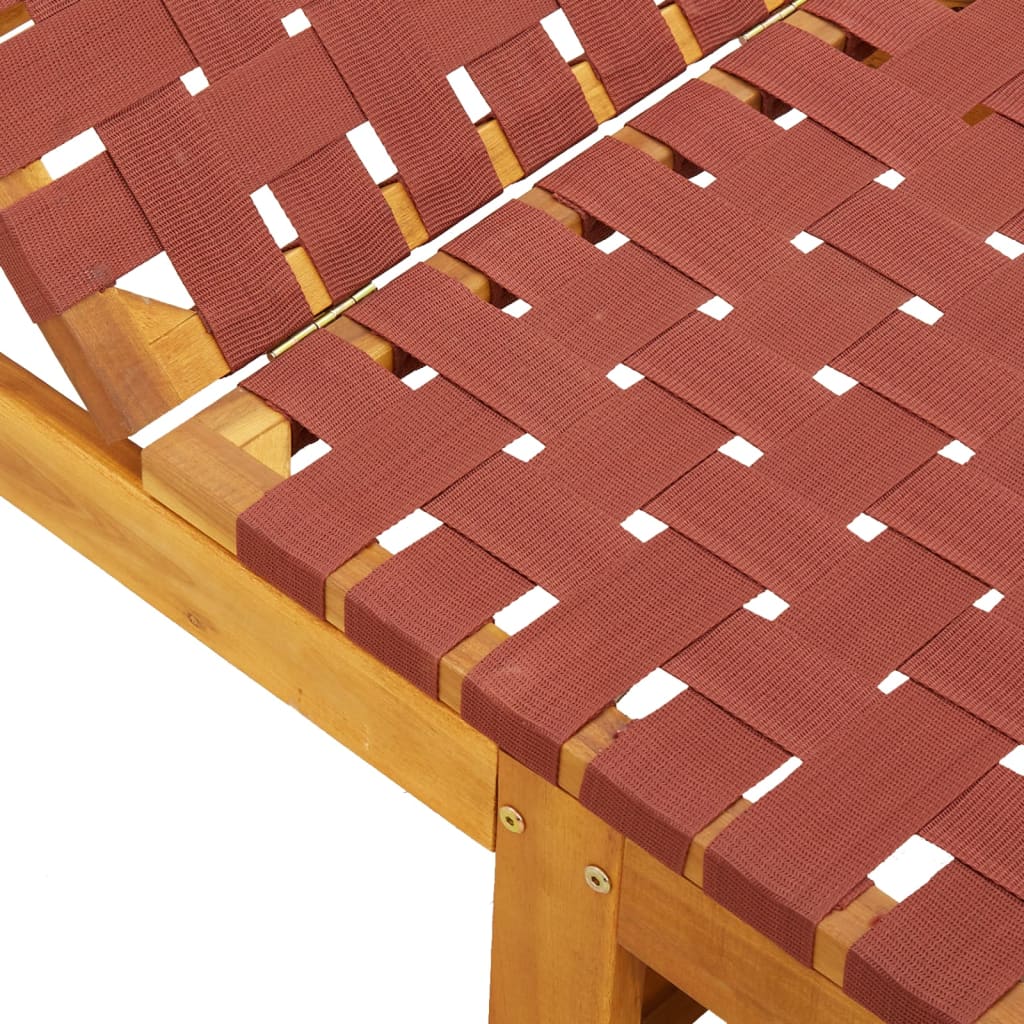 Sonnenliegen 2 Stk. Rot Massivholz Akazie und Stoff