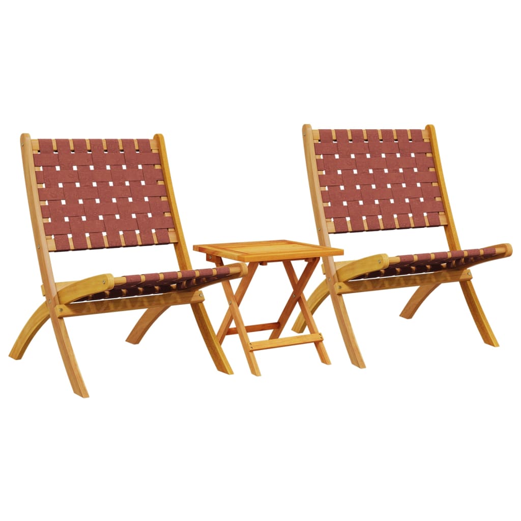Klappstühle, 2 Stück mit Tisch, rotes Massivholz