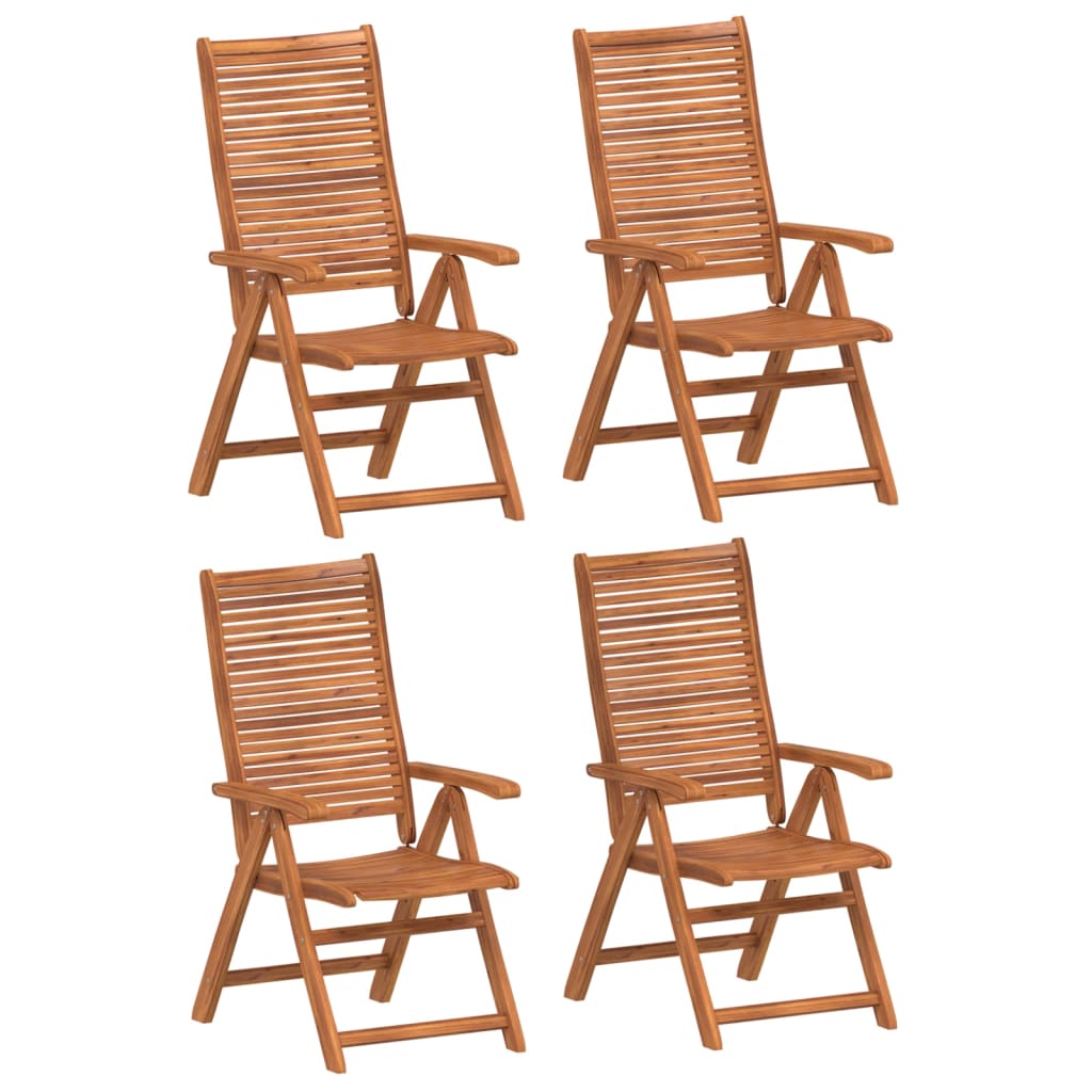 4 Stück verstellbare Klappstühle, 56 x 72 x 107 cm, Massivholz Akazie