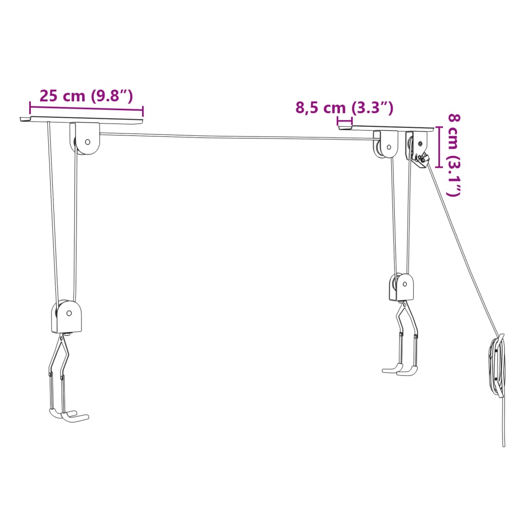 Fahrradlifts 2 Stk. Deckenmontage 20 kg