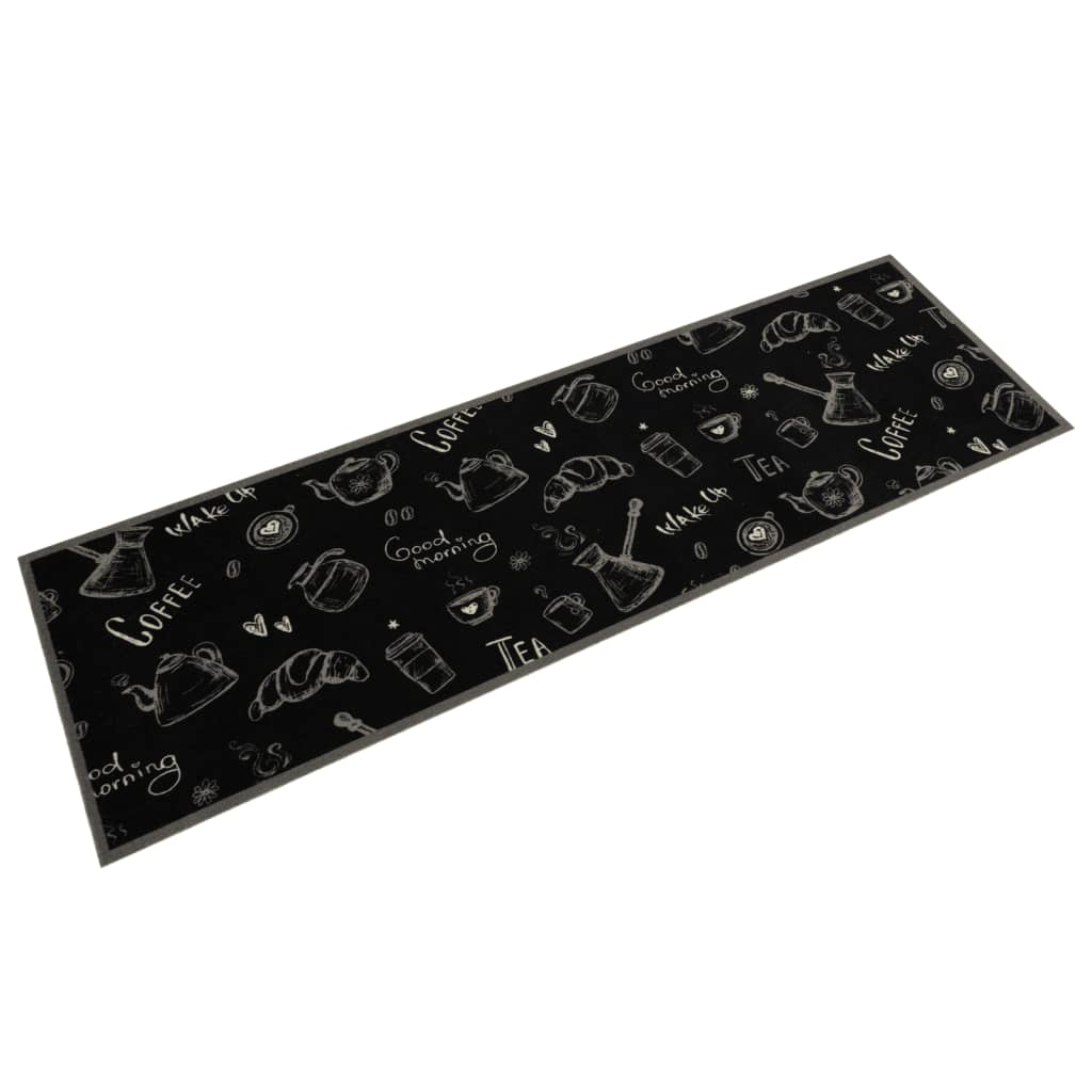 Tapis de Cuisine Lavable Matin Noir 45x150 cm Velours