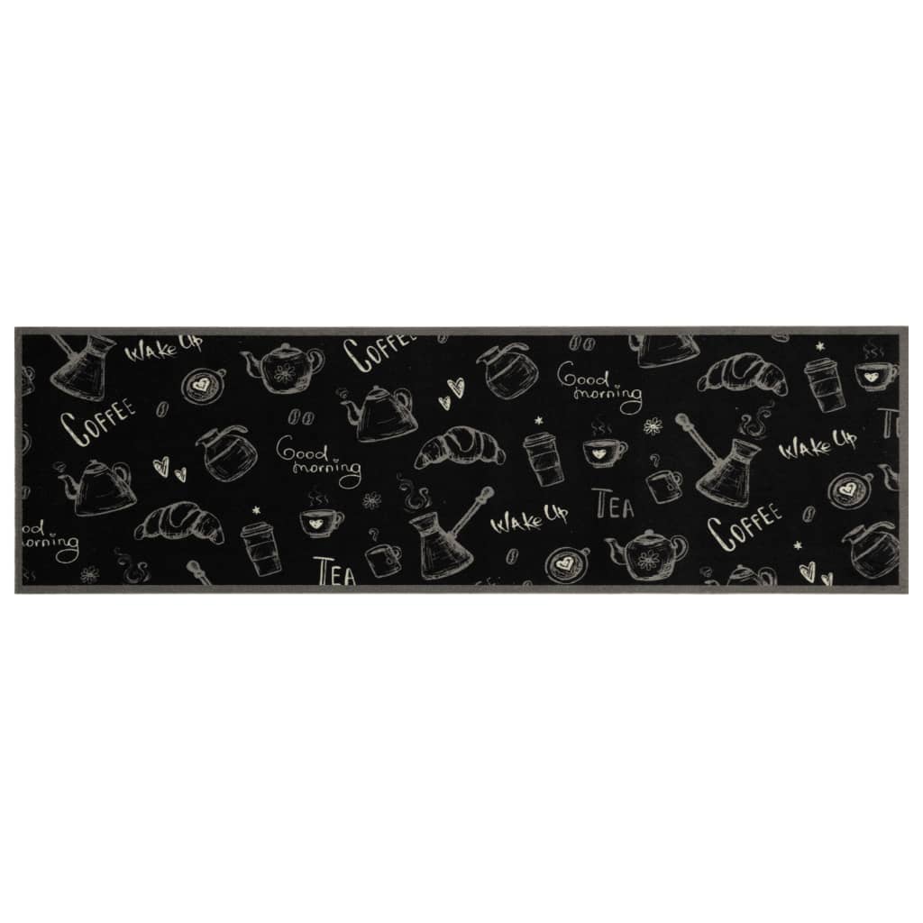 Tapis de Cuisine Lavable Matin Noir 45x150 cm Velours