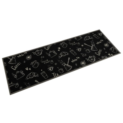 Küchenteppich Waschbar „Morning“-Aufdruck Schwarz 60x180 cm Samt