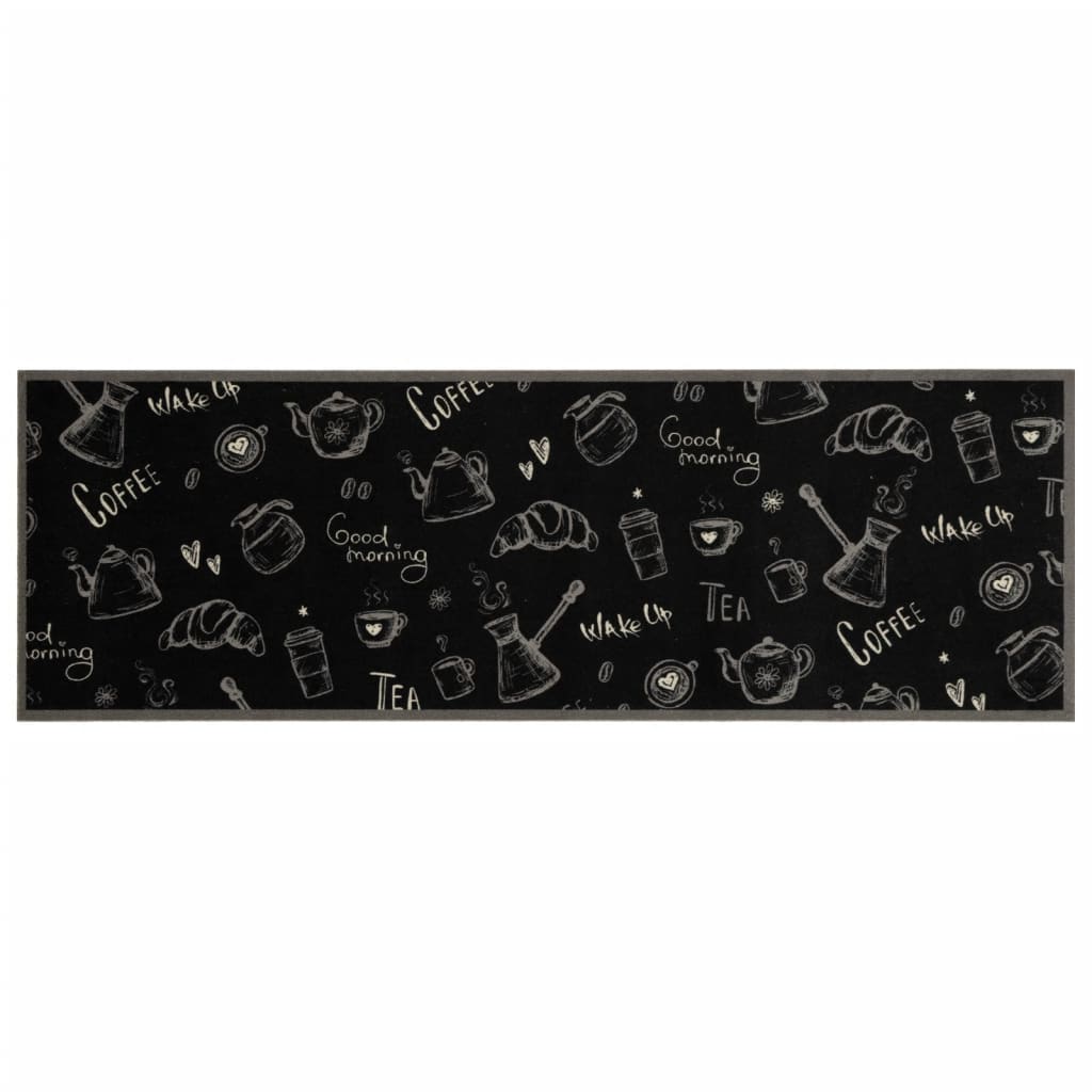 Tapis de Cuisine Lavable Matin Noir 60x180 cm Velours