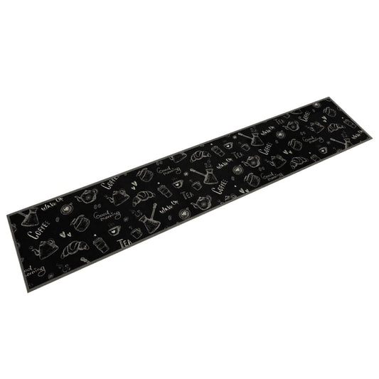 Tapis de Cuisine Lavable Matin Noir 60x300 cm Velours