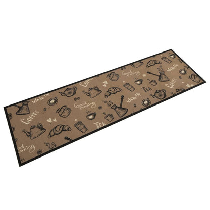 Küchenteppich Waschbar „Morning“-Aufdruck Braun 45x150 cm Samt