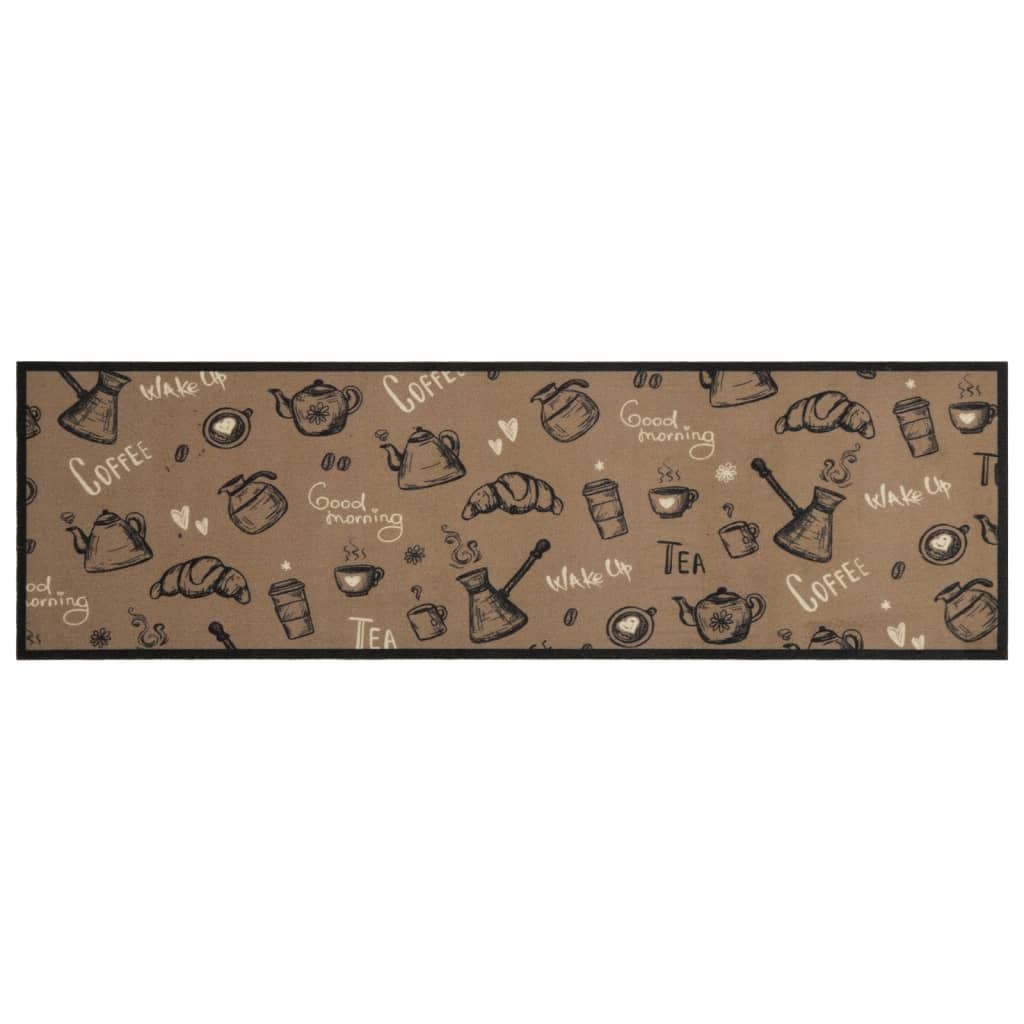 Tapis de Cuisine Lavable Matin Marron 45x150 cm Velours