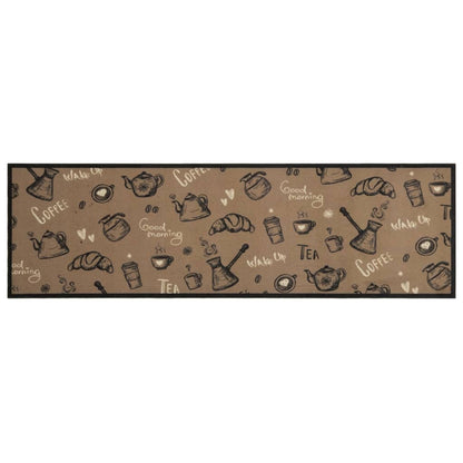 Küchenteppich Waschbar „Morning“-Aufdruck Braun 45x150 cm Samt